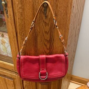 Coach Red and Tan Leather Shoulder Bag